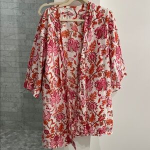 Roller Rabbit White and Orange Patterned short robe